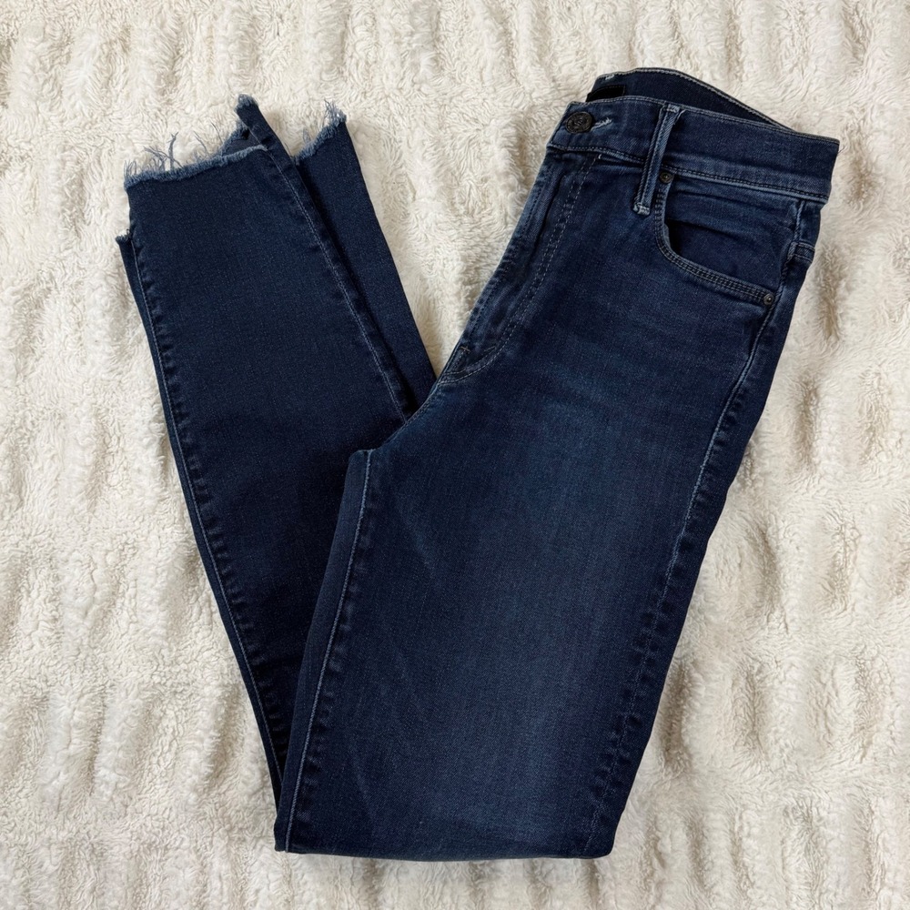 Mother The Stunner Zip Two Step Fray Skinny Jeans Last Call Dark Wash 26